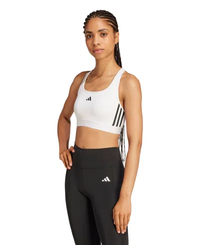 Adidas Originals Women's Power React T Hyperglam Medium-support Training Bra In White,black