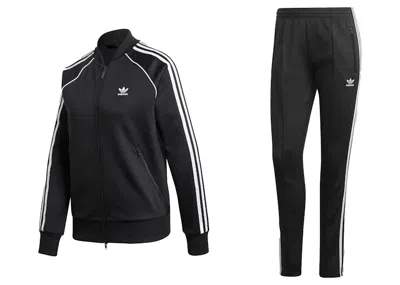 Pre-owned Adidas Originals Women's Primeblue Sst Track Jacket & Pant Set In Black/white