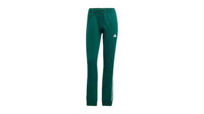 Pre-owned Adidas Originals Women's Primegreen Essentials Warm Slim Tapered 3stripes Track Tracksuit Bottoms In Collegiate Green