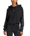Adidas Originals Women's Printed 3-stripe French Terry Pullover Hoodie In Black