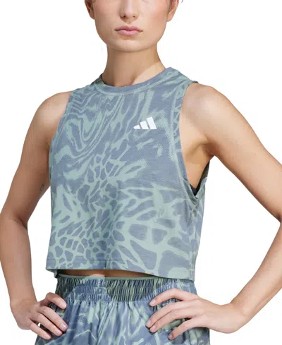 Adidas Originals Women's Printed Climacool Cropped Tank Top In Green