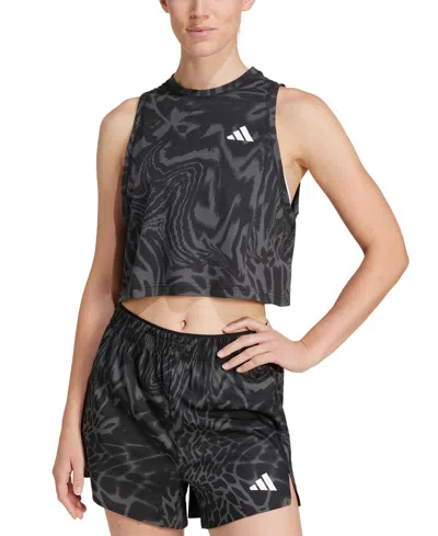Adidas Originals Women's Printed Climacool Cropped Tank Top In Black