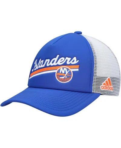 Adidas Originals Women's Royal, White New York Islanders Foam Trucker Snapback Hat In Royal,white
