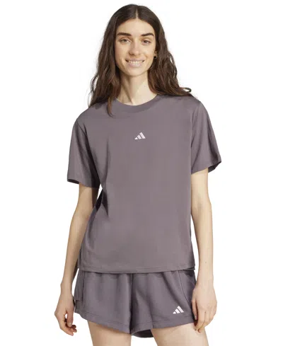Adidas Originals Women's Short-sleeve Cotton Crewneck Logo T-shirt In Gray