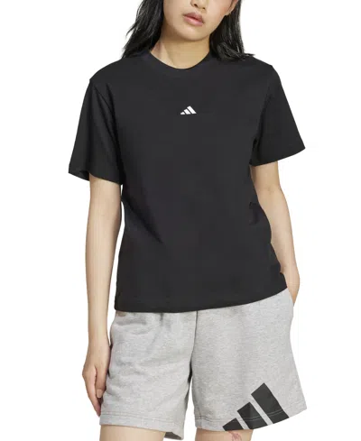 Adidas Originals Women's Short-sleeve Cotton Crewneck Logo T-shirt In Black,white