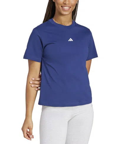 Adidas Originals Women's Short-sleeve Cotton Crewneck Logo T-shirt In Blue