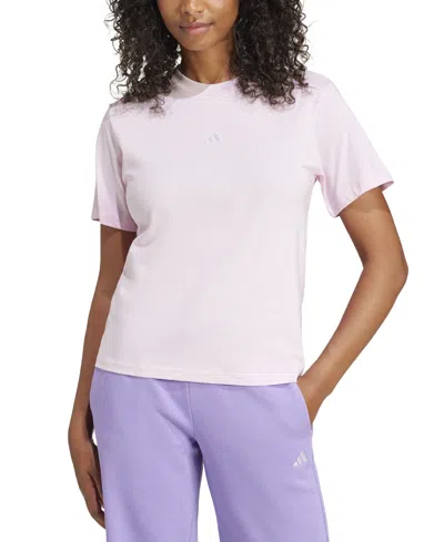 Adidas Originals Women's Short-sleeve Cotton Crewneck Logo T-shirt In Clear Pink
