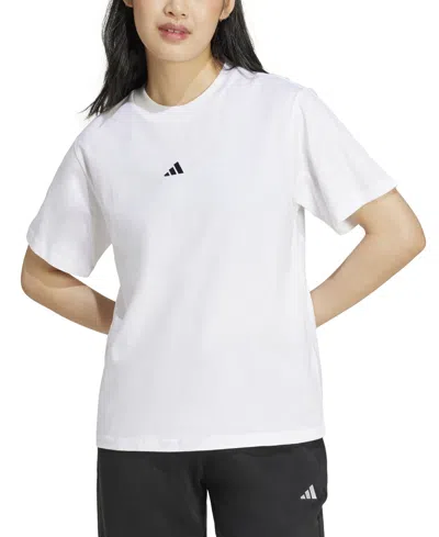Adidas Originals Women's Short-sleeve Cotton Crewneck Logo T-shirt In White,black
