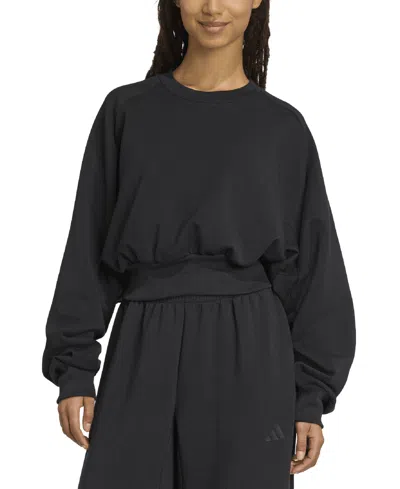 Adidas Originals Women's Soft Lux Relaxed Crewneck Sweatshirt In Black