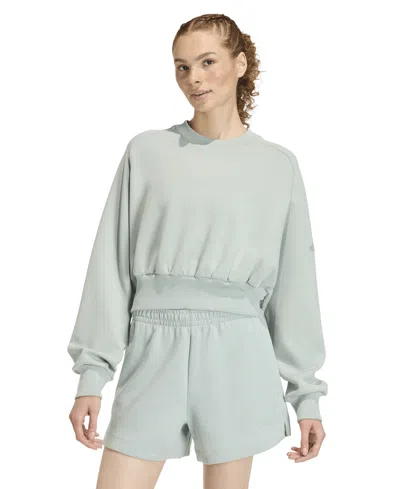 Adidas Originals Women's Soft Lux Relaxed Crewneck Sweatshirt In Wonder Sage