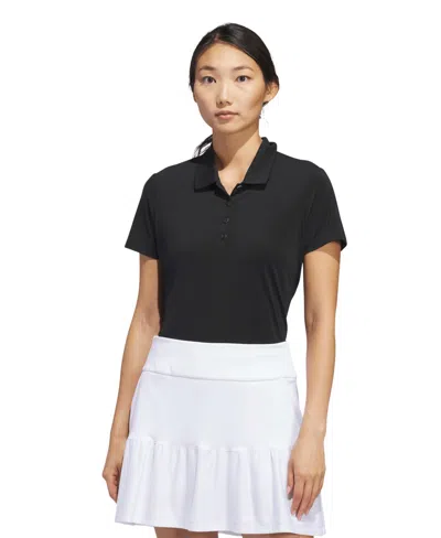 Adidas Originals Women's Solid Short-sleeve Polo Shirt In Black