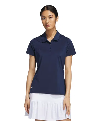 Adidas Originals Women's Solid Short-sleeve Polo Shirt In Blue