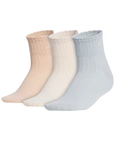 Adidas Originals Women's Sport Fashion Quarter Socks, 3-pack In Wonder Sage Green,crystal Linen Beige,ma