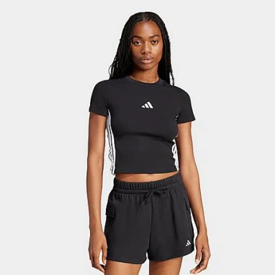 Adidas Originals Women's Sportswear Essentials 3-stripes Slim Baby T-shirt In Black