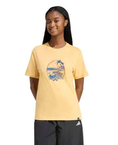 Adidas Originals Women's Summer Slides Crewneck Graphic Cotton T-shirt In Yellow
