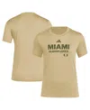 Adidas Originals Women's Tan Miami Hurricanes Salute To Service Aeroready T-shirt In Brown