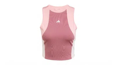 Pre-owned Adidas Originals Women's Techfit Colorblock Crop Tank Top In Preloved Crimson