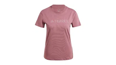 Pre-owned Adidas Originals Women's Terrex Classic Logo T-shirt In Burgundy