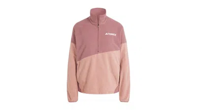 Pre-owned Adidas Originals Women's Terrex Climawarm Fleece Anorak In Jacket Burgundy/warm Clay