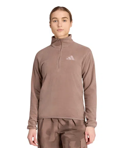 Adidas Originals Women's Terrex Multi Essentials Half-zip Fleece Jacket In Brown