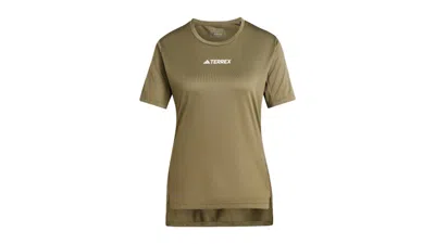Pre-owned Adidas Originals Women's Terrex T-shirt In Olive Strata