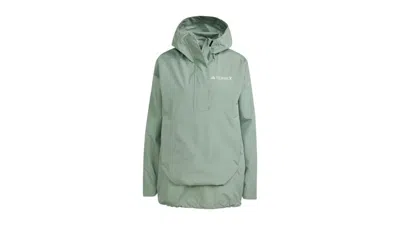 Pre-owned Adidas Originals Women's Terrex Xploric .5l Climaproof Anorak In Jacket Silver Green In Multi