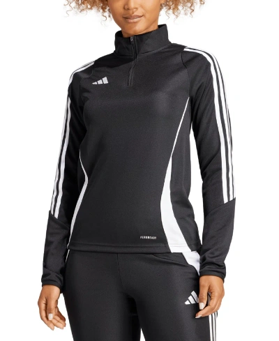 Adidas Originals Women's Tiro 24 Quarter-zip Training Top In Black,white