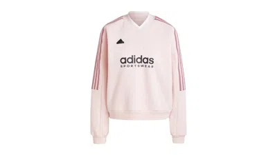 Pre-owned Adidas Originals Women's Tiro Cut 3stripes Fleece Sweatshirt In Sandy Pink