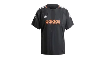 Pre-owned Adidas Originals Women's Tiro Cut 3stripes Jacquard Boyfriend T-shirt In Black