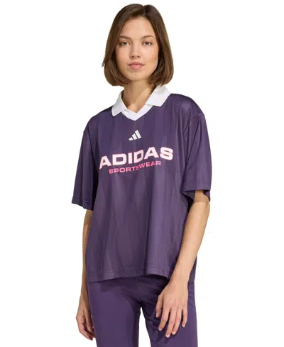 Adidas Originals Women's Tiro Q4 Pull Over T Shirt In Purple