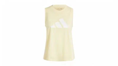 Pre-owned Adidas Originals Women's Train Essentials Big Performance Logo Tank Top In Almost Yellow/white