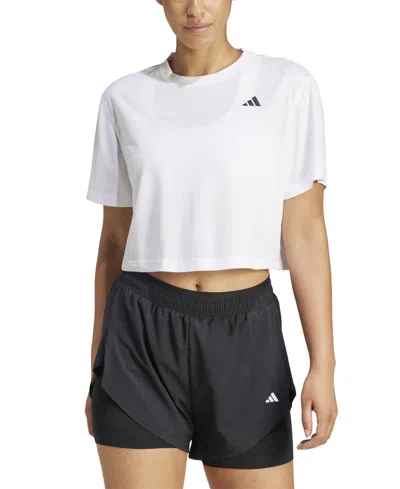 Adidas Originals Women's Train Essentials Boxy Workout T-shirt In White