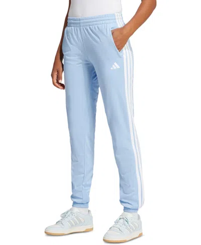 Adidas Originals Women's Tricot 3-stripes Track Pants In Glow Blue,white