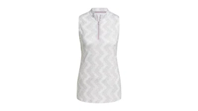 Pre-owned Adidas Originals Women's Ultimate365 Ottoman Printed Sleeveless Polo Shirt In Crystal Jade
