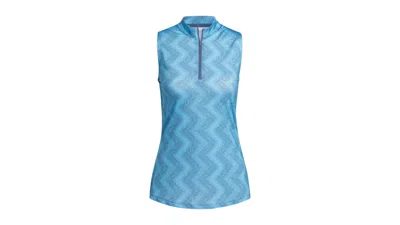 Pre-owned Adidas Originals Women's Ultimate365 Ottoman Printed Sleeveless Polo Shirt In Semi Blue Burst