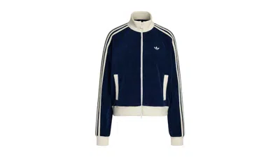 Pre-owned Adidas Originals Women's Velour Knit Track Top In Night Indigo In Purple