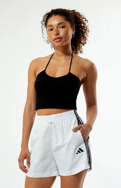 Adidas Originals Women's White 3-stripes Woven Shorts In Black