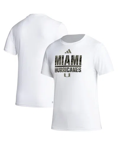 Adidas Originals Women's White Miami Hurricanes Aeroready Military Appreciation Pregame T-shirt