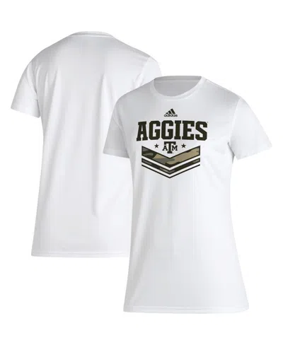 Adidas Originals Women's White Texas A M Aggies Military Appreciation Aeroready T-shirt