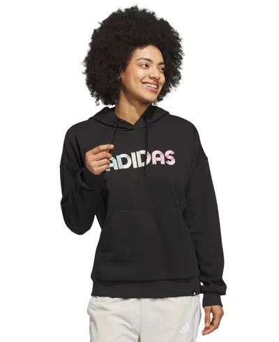 Adidas Originals Women's Wordmark Graphic Hooded Sweatshirt In Black