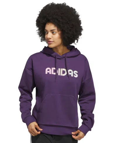 Adidas Originals Women's Wordmark Graphic Hooded Sweatshirt In Purple