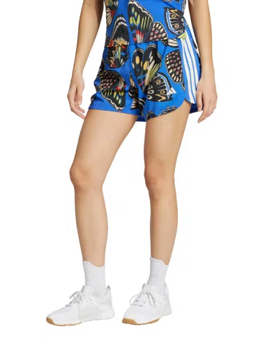 Adidas Originals Women's X Farm Pacer Mid Rise Shorts In Blue