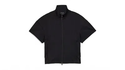 Pre-owned Adidas Originals Women's Y3 3stripes Short Sleeve Track Top In Black