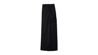 Pre-owned Adidas Originals Women's Y3 Rayon Twill Wide Tracksuit Bottoms In Black