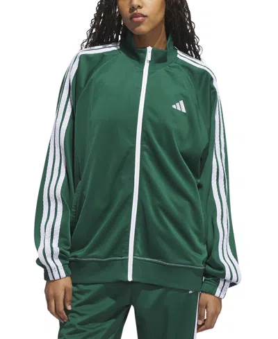 Adidas Originals Women's Zip-front Long-sleeve Logo Track Jacket In Green