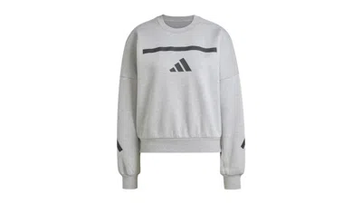 Pre-owned Adidas Originals Women's Z.n.e. Sweatshirt In Medium Grey Heather