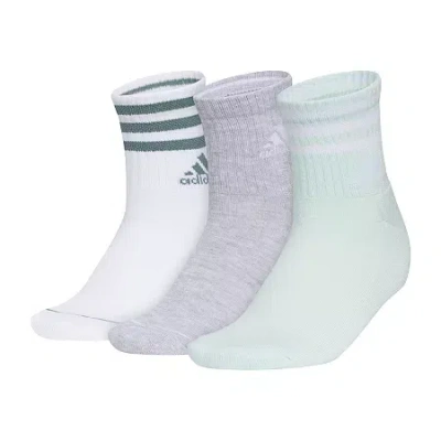 Adidas Originals Womens 3 Pair Quarter Ankle Socks In Green