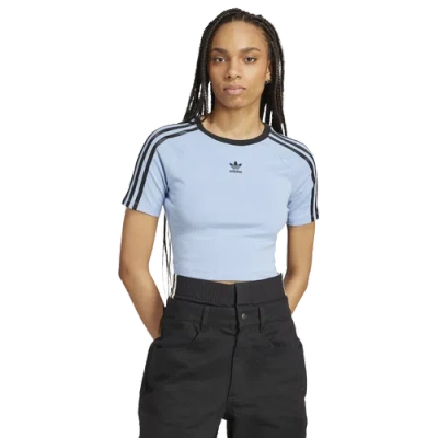 Adidas Originals Womens Adidas 3-stripe Baby T-shirt In Blue