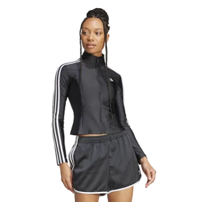 Adidas Originals Womens Adidas 3 Stripe Slim Track Top In Black/white