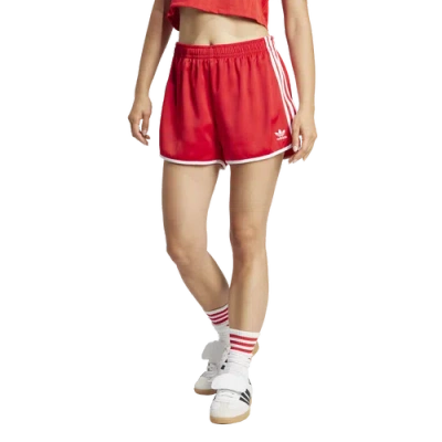 Adidas Originals Womens Adidas 3 Stripes Sprinter Shorts In Red